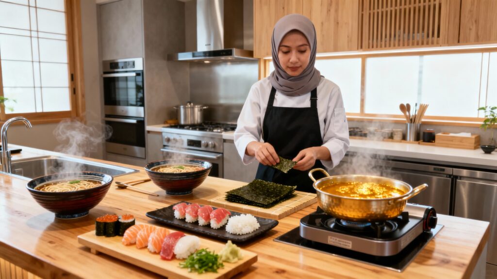 Cooking halal Japanese food at home